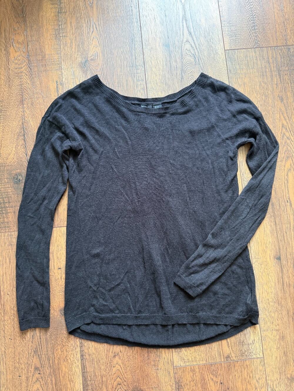 Cynthia Rowley Minimalist Linen Blend Lightweight Black Sweater XS